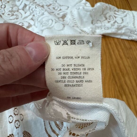 SPELL Clover Lace Blouse Semi Sheer Lattice Trim Crochet Women’s SIZE SMALL - Picture 10 of 12